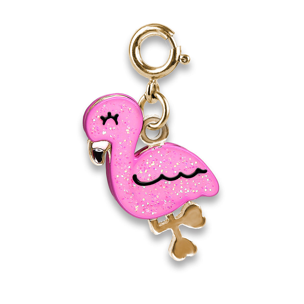 Charm - Gold Glitter Flamingo