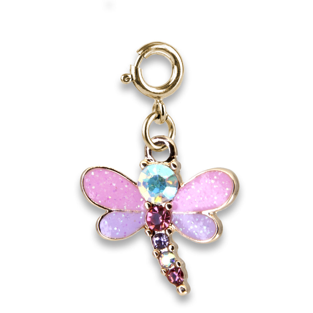 Charm - Gold Glitter Dragonfly