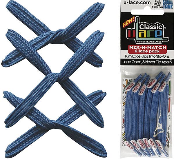 U-Lace Classic - No-Tie Laces - 6-Lace Pack - Bright Blue