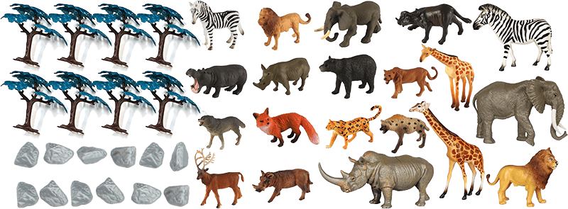 On-The-Go Animal Figurine 40Pcs Play Set-Safari