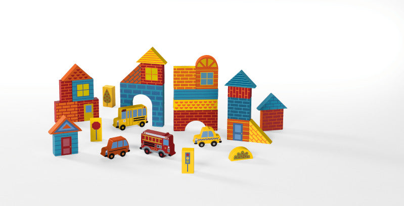 Build & Play Mini Wood Blocks/Busy City