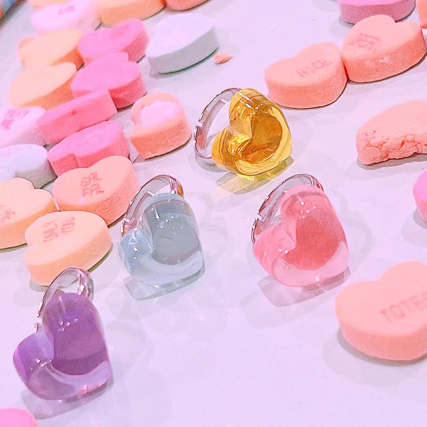 Kids Jello Heart Ring - Rainbow
