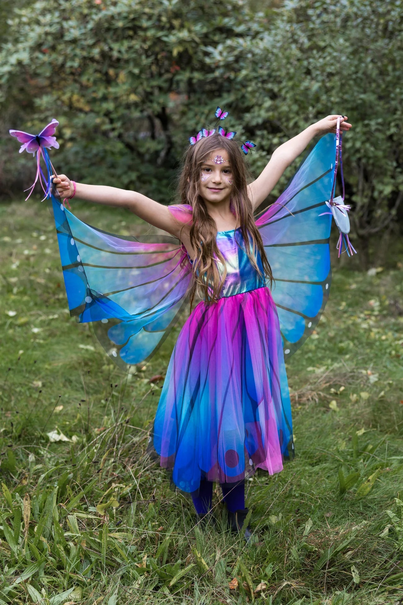 Blue Butterfly Twirl Dress with Wings 5/6