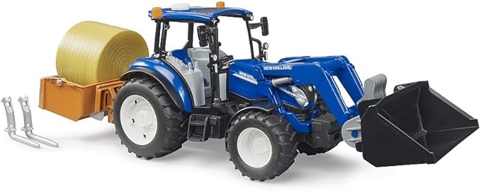 New Holland Powerstar T5.120 with Front Loader, Loading Box, Forks and Bale