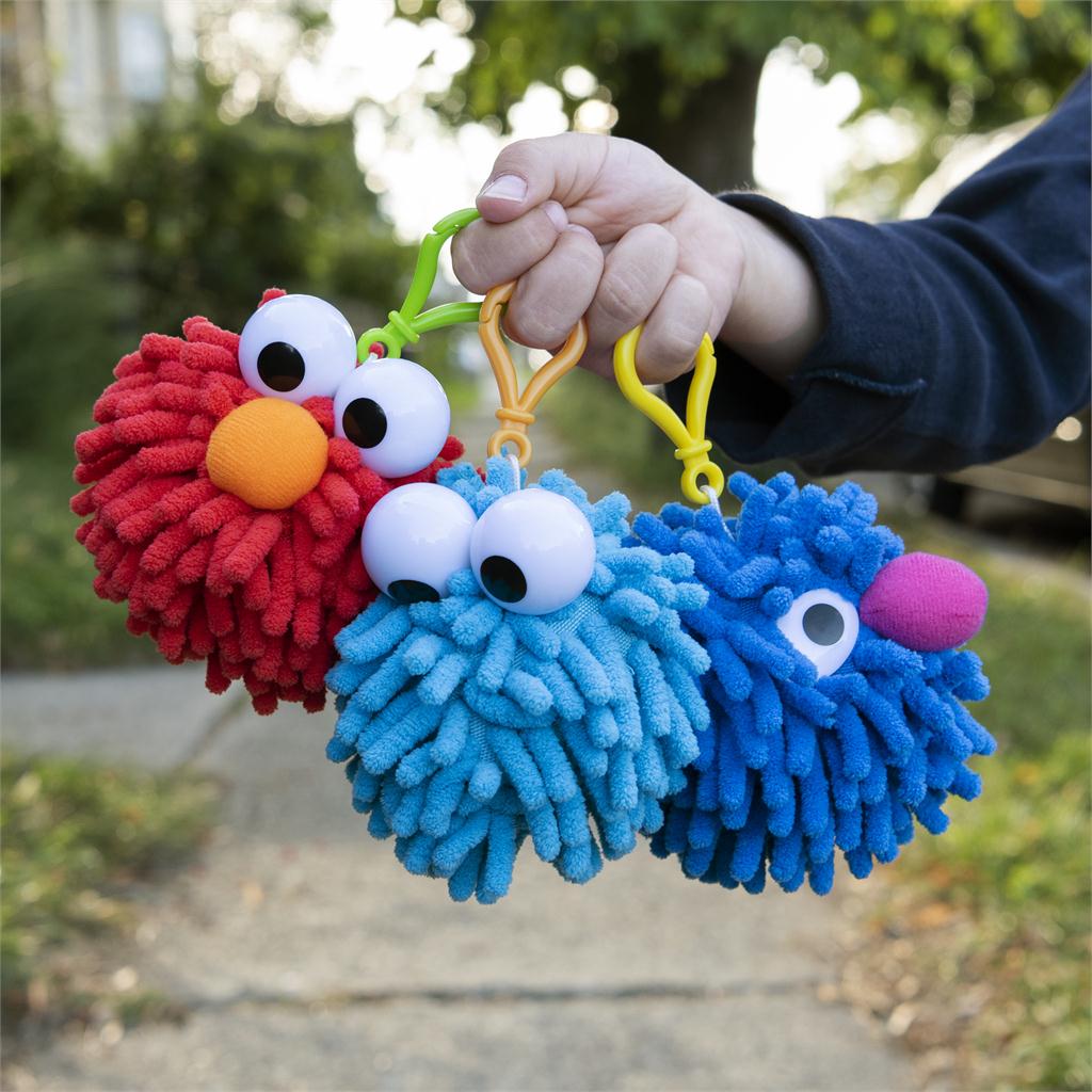 Cookie Monster Fuzzy Pom Backpack Clip