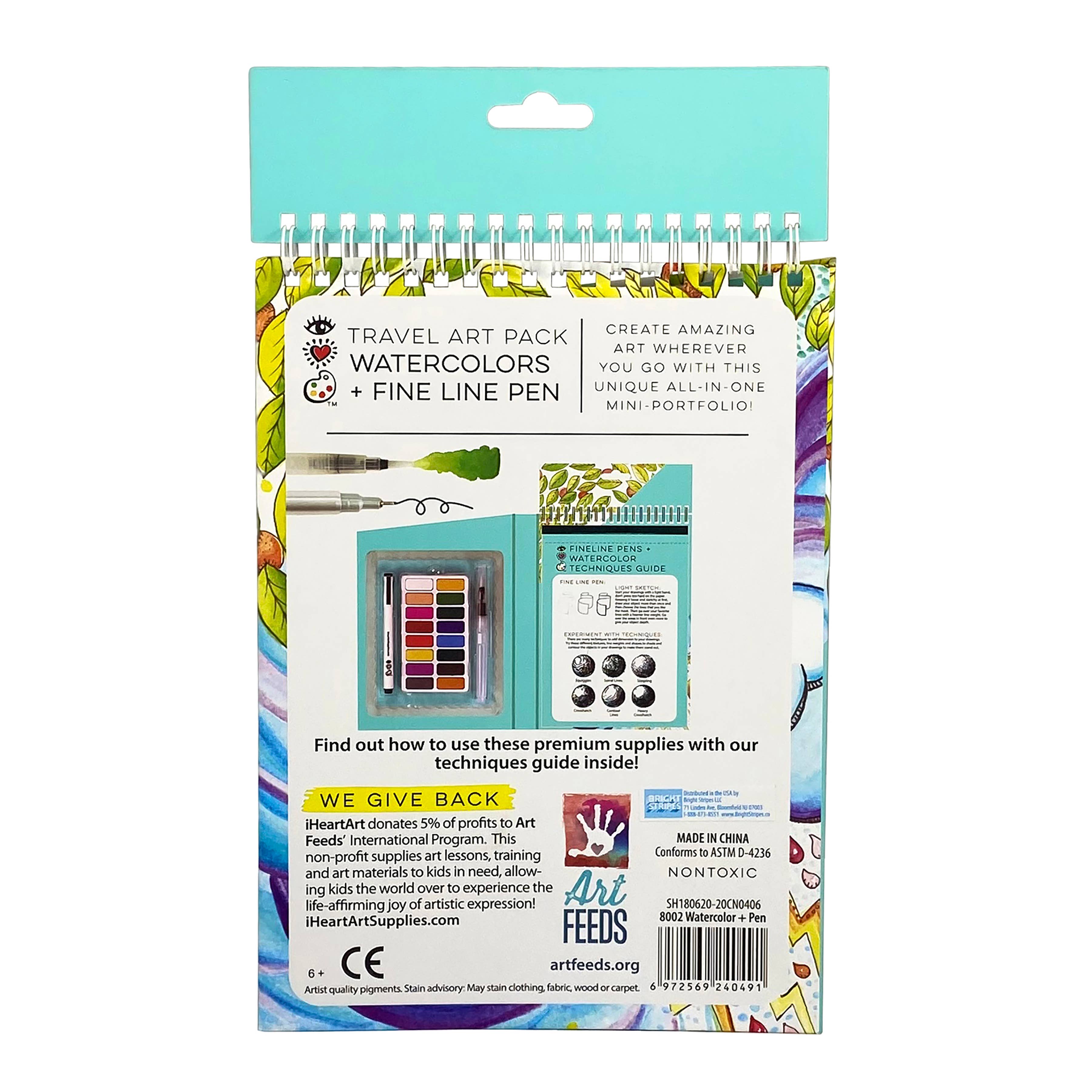 IHeartArt Travel Art Pack Watercolors + Fine Line Pen