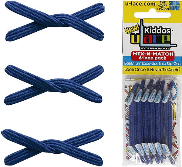 U-Lace Kiddos - No-Tie Laces - 6-Lace Pack - Royal Blue