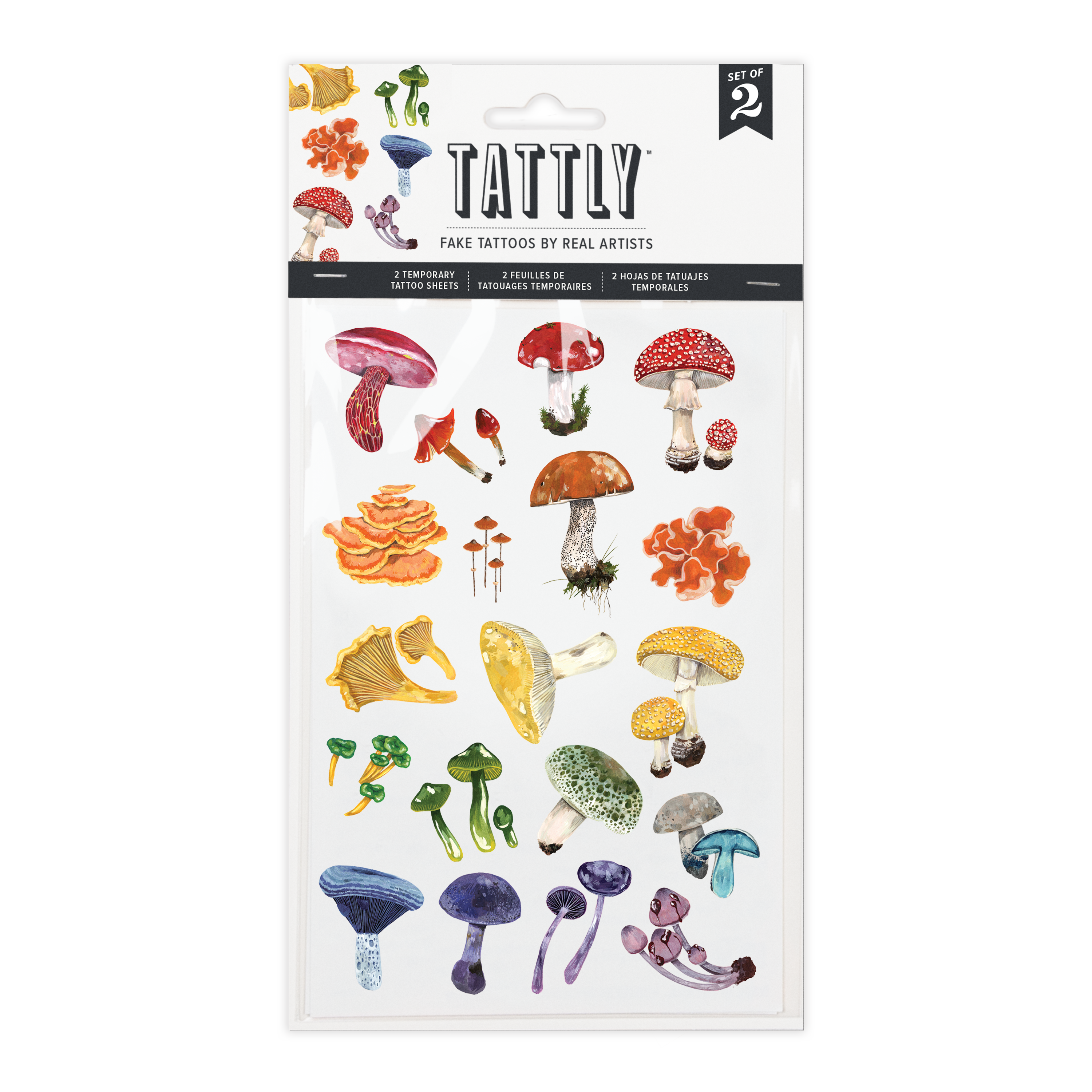 Tattoo Sheet - Colorful Mushrooms