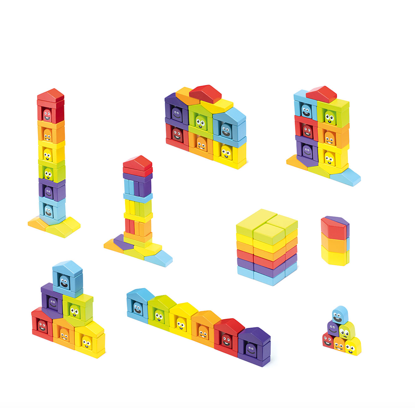 Cubika Wooden Construction Set Colorful Houses - Default