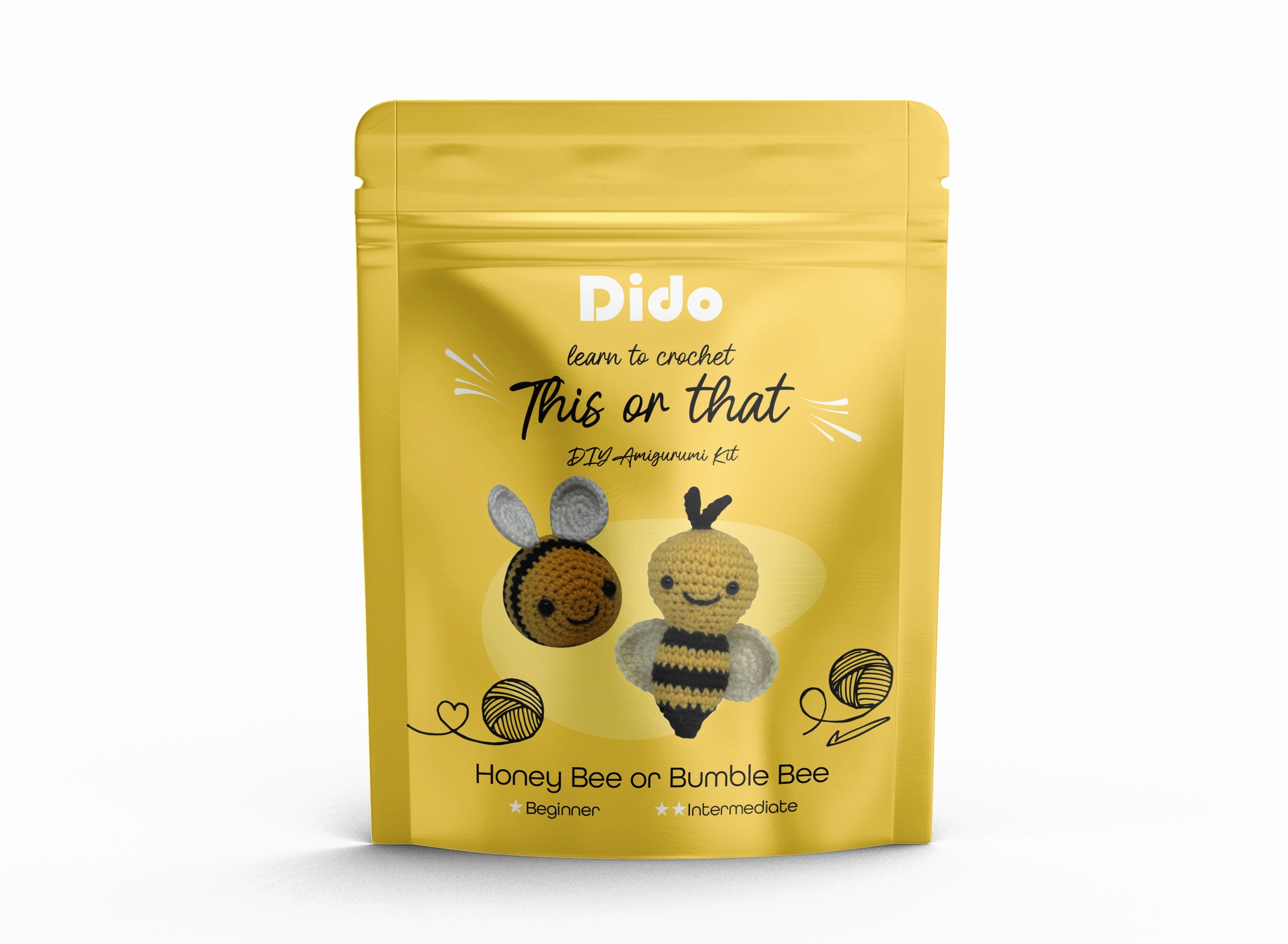 Dido DIY Amigurumi Kit Honey Bee or Bumble Bee