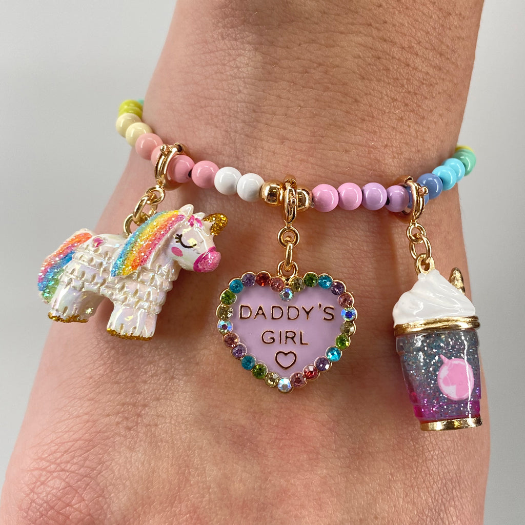 Charm Bracelet - Gold and Pastel Heart Stretch