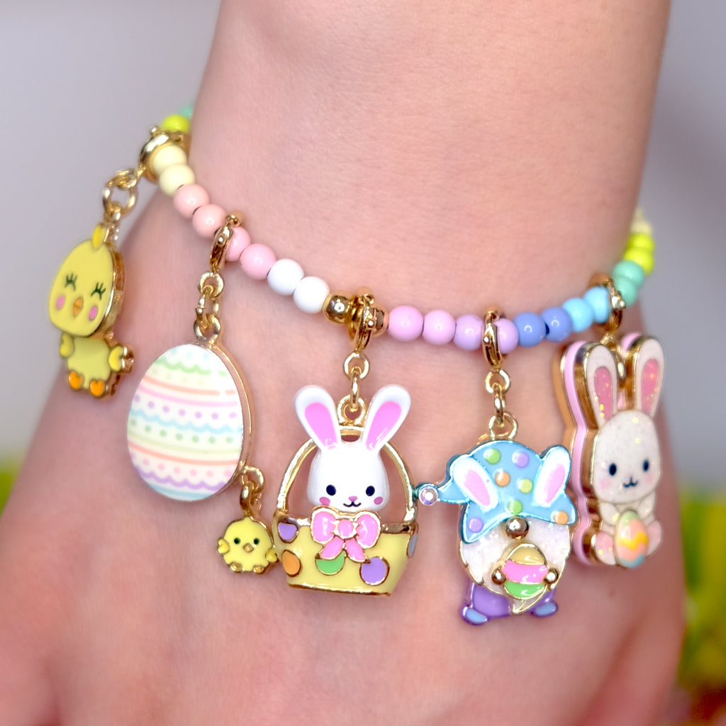 Charm Bracelet - Gold and Pastel Heart Stretch
