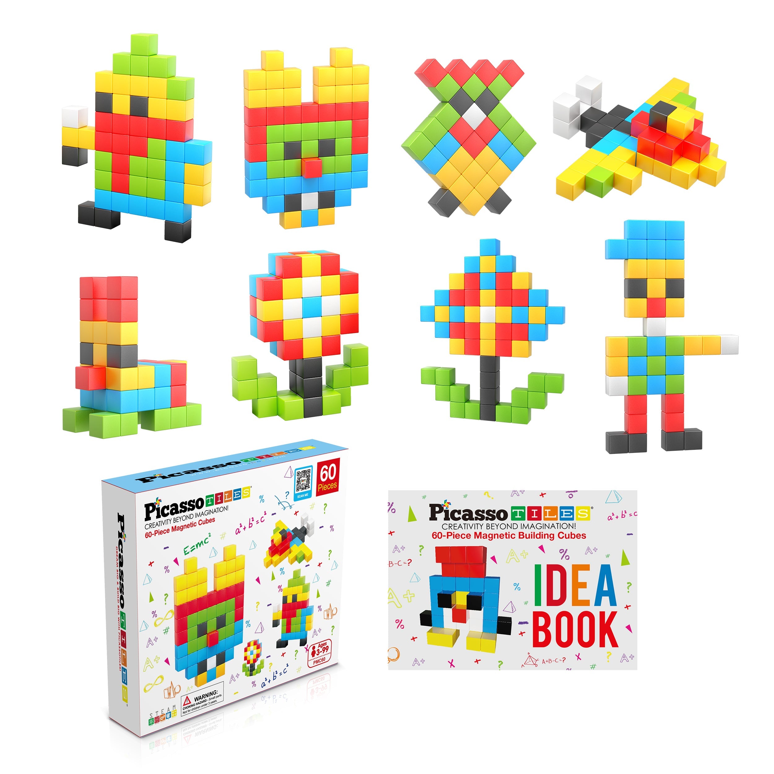 Picasso Tiles Magnetic Cubes - 60 pieces