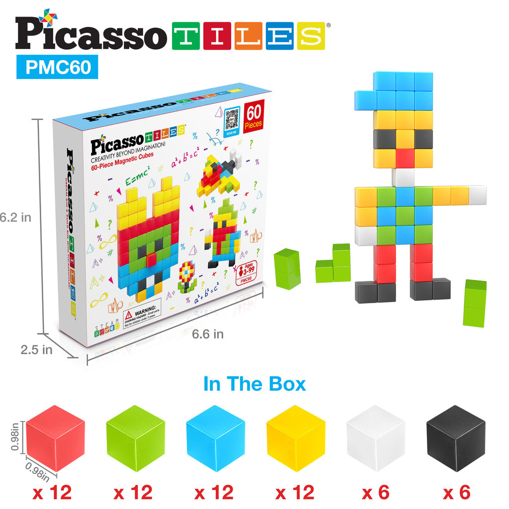 Picasso Tiles Magnetic Cubes - 60 pieces