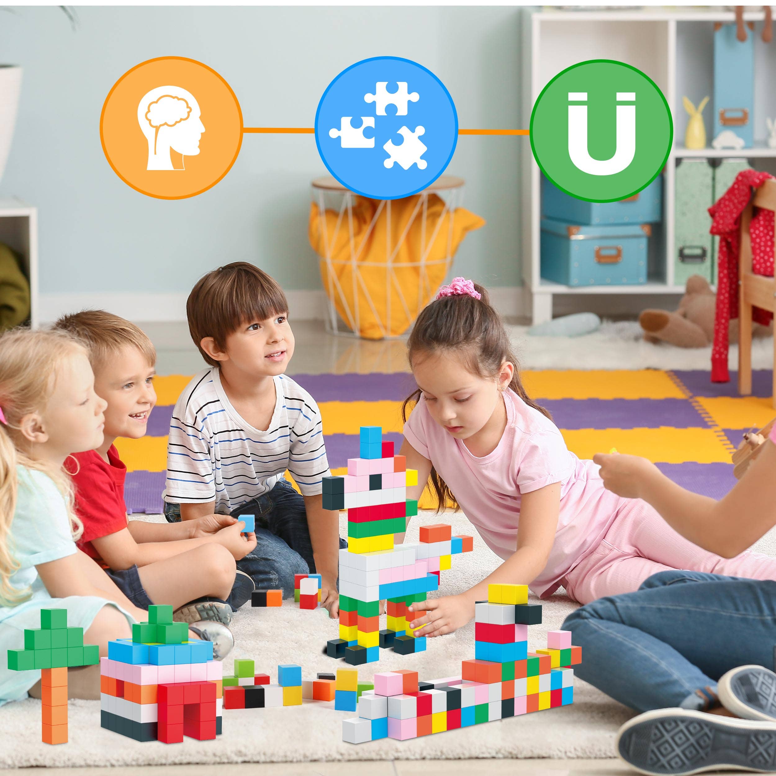 Magnet Cube Building Blocks 108pc 1.2" Magnetic Cubes Toy