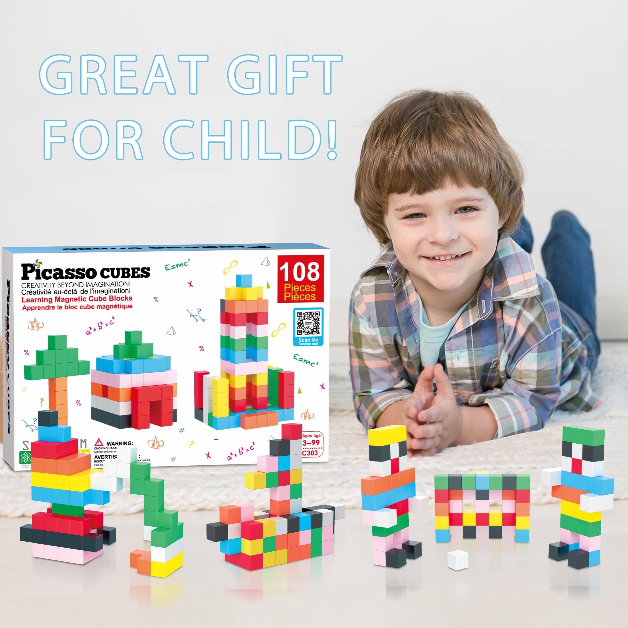 Magnet Cube Building Blocks 108pc 1.2" Magnetic Cubes Toy