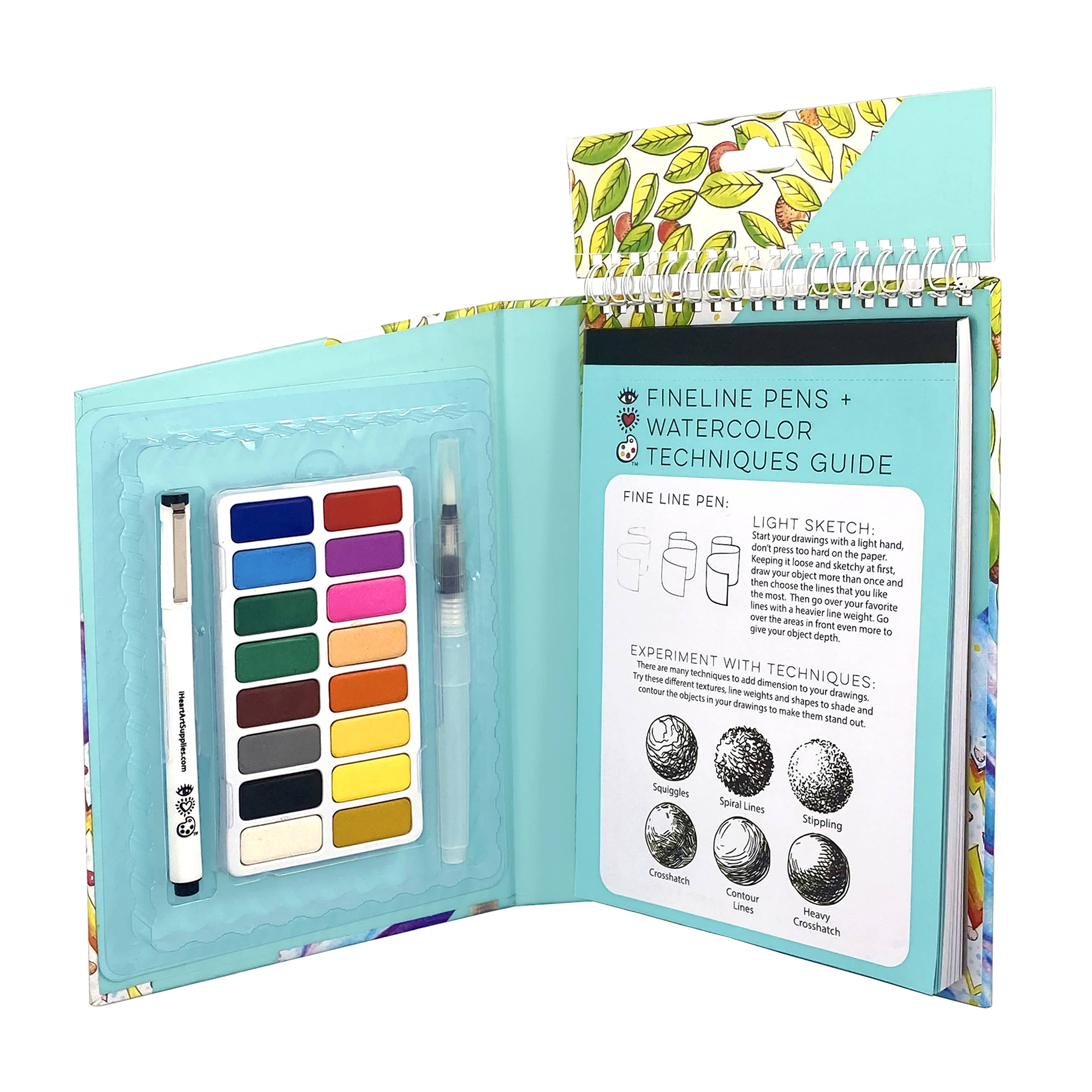 IHeartArt Travel Art Pack Watercolors + Fine Line Pen