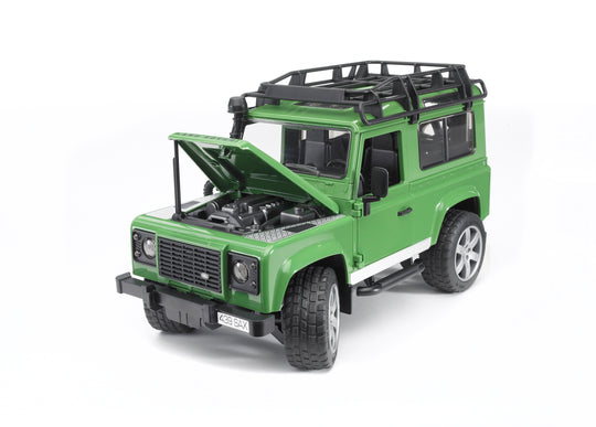 Bruder 02593 Land Rover Defender with Trailer, JCB Micro Excavator and Worker