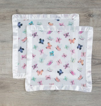 Butterfly Cotton Security Blankets 2pk