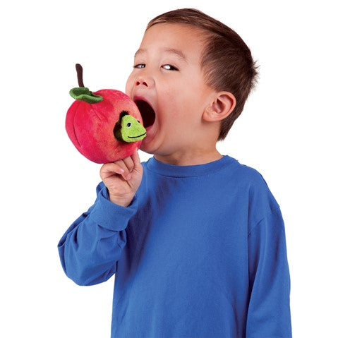 Worm in Apple Finger Puppet