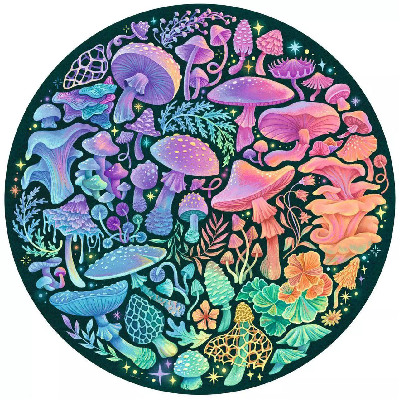 Mushrooms Round Puzzle - 500 Pc