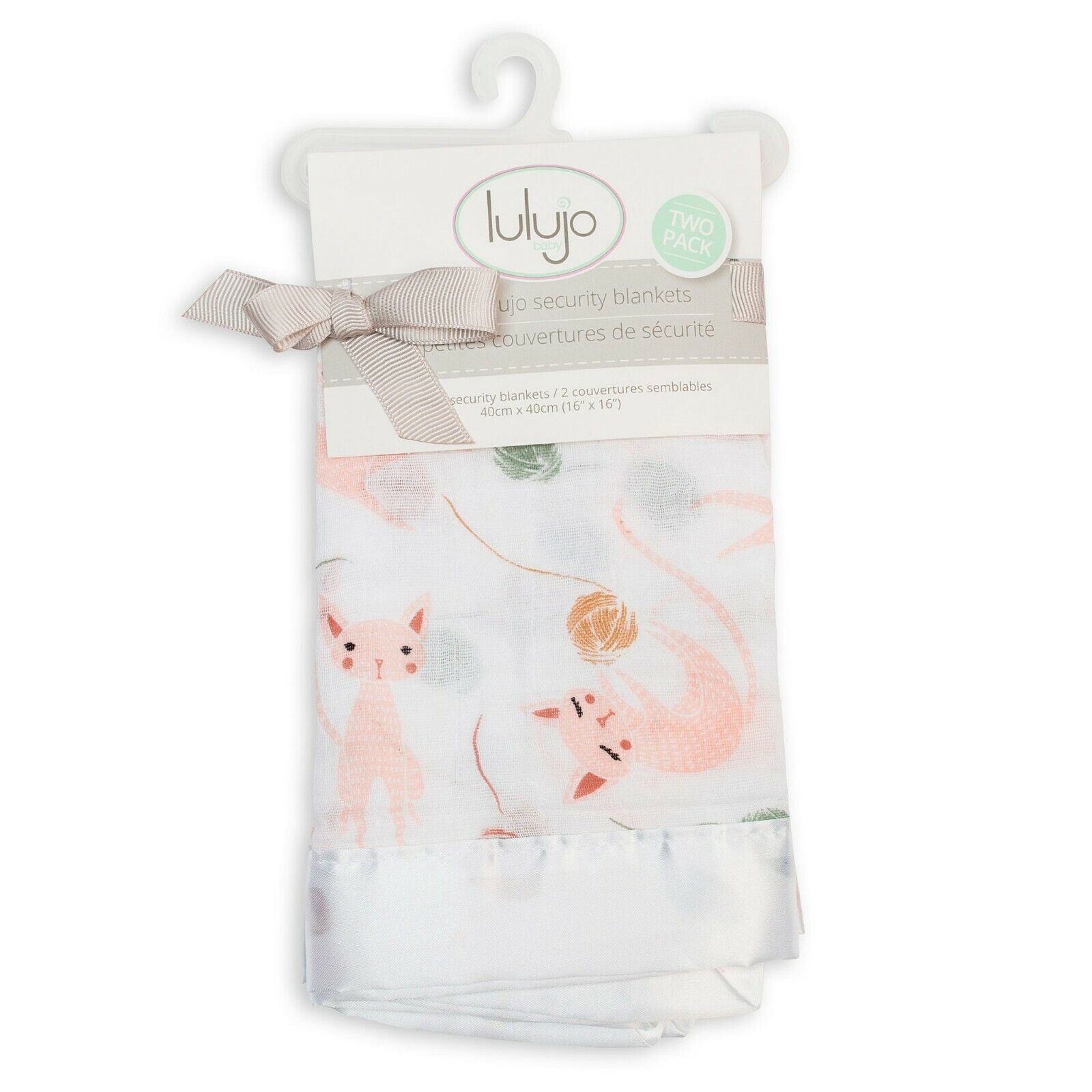 LLJ Cotton Security Blankets - Kitty Cat 2pk
