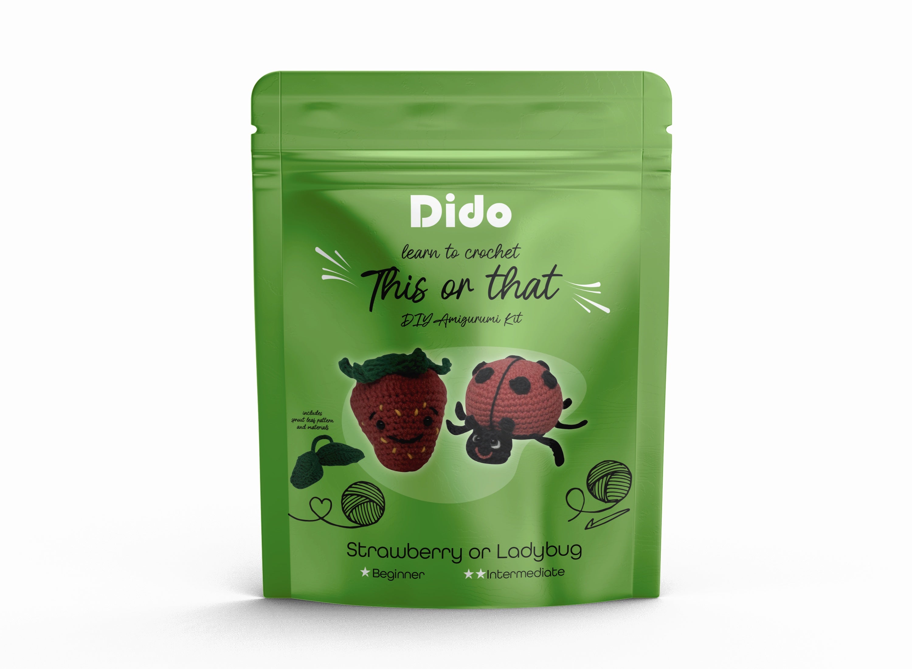 Dido DIY Amigurumi Kit Strawberry or Ladybug