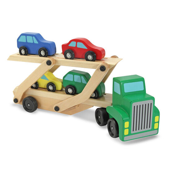Magnetic Car Carrier Truck & Cars Wooden Toy Set