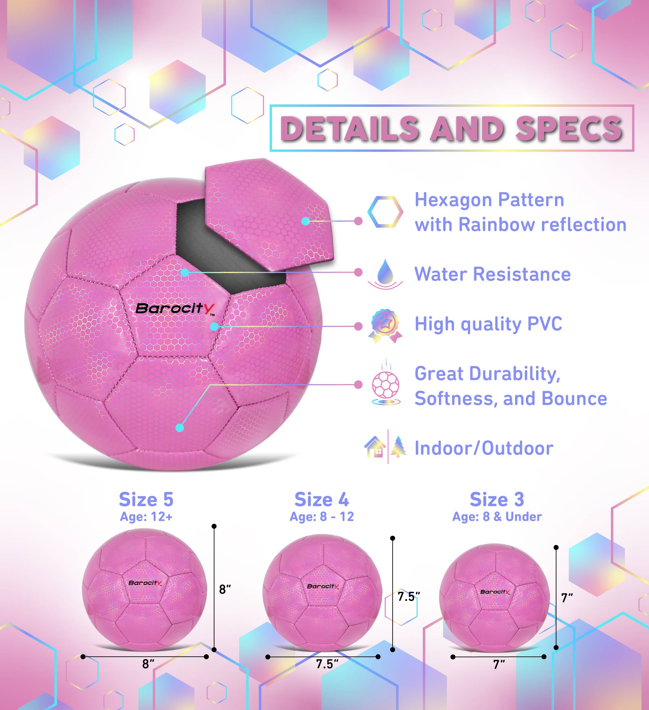 Soccer Ball - Pink Modern Pattern - Size 4