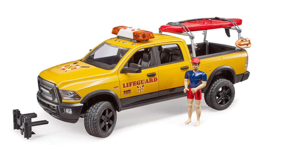 Bruder 02506 RAM 2500 Power Wagon Lifeguard w/ Figure, Stand-up Paddle and Light + Sound Module