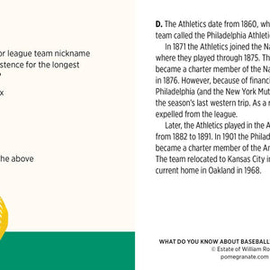 What Do You Know about Baseball?  Knowledge Cards