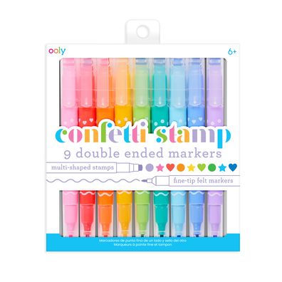 Confetti Stamp double ended markers - 9Ct