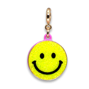 Charm - Gold Glitter Smiley Face