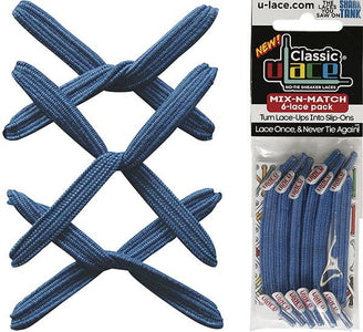 U-Lace Classic - No-Tie Laces - 6-Lace Pack - Bright Blue