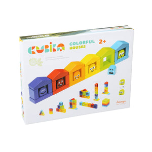 Cubika Wooden Construction Set Colorful Houses - Default