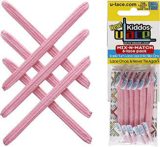 U-Lace Kiddos - No-Tie Laces - 6-Lace Pack - Cotton Candy