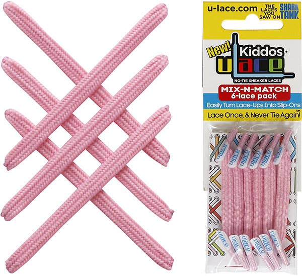 U-Lace Kiddos - No-Tie Laces - 6-Lace Pack - Cotton Candy