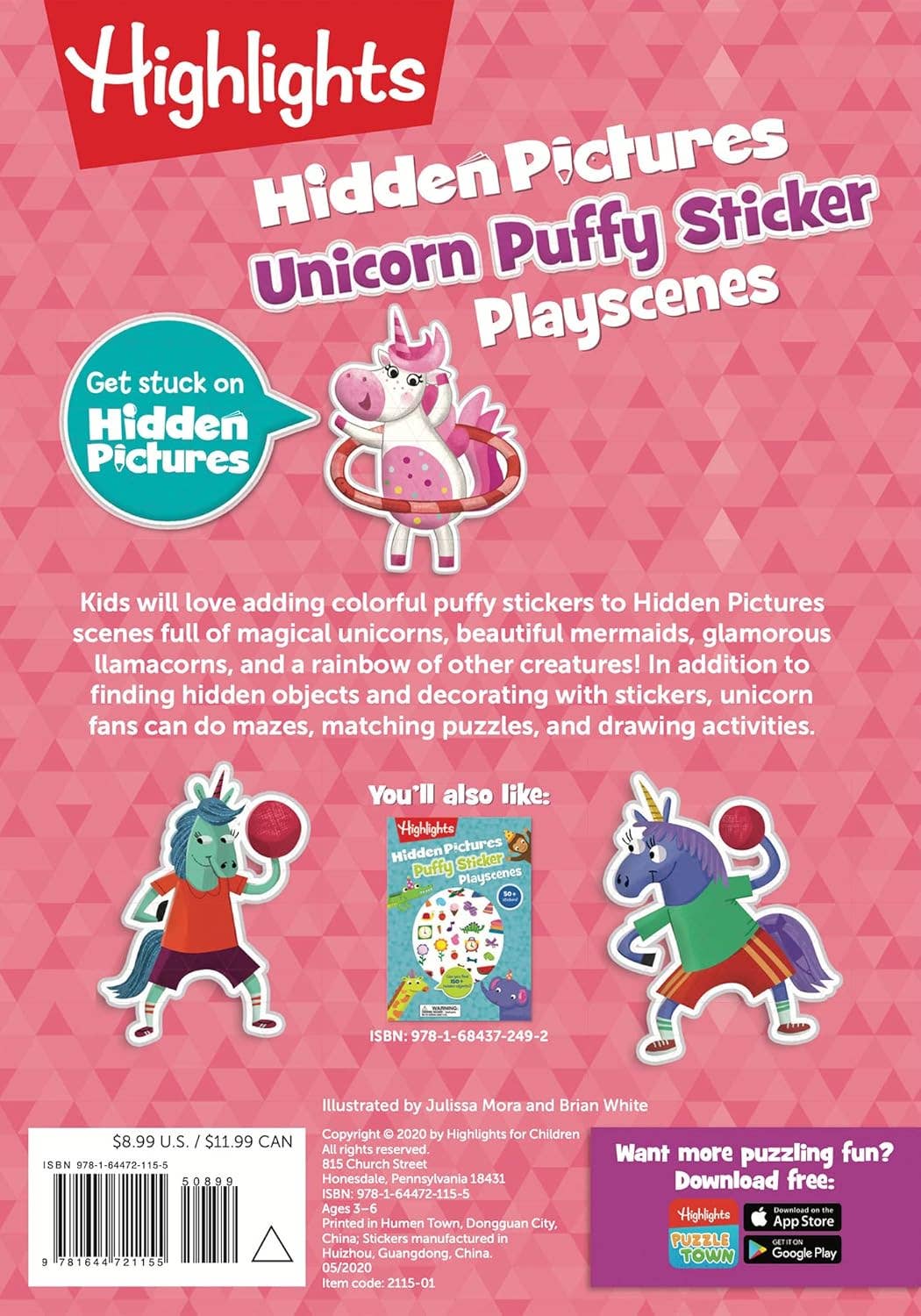 Unicorn Hidden Pictures Puffy Sticker Playscenes