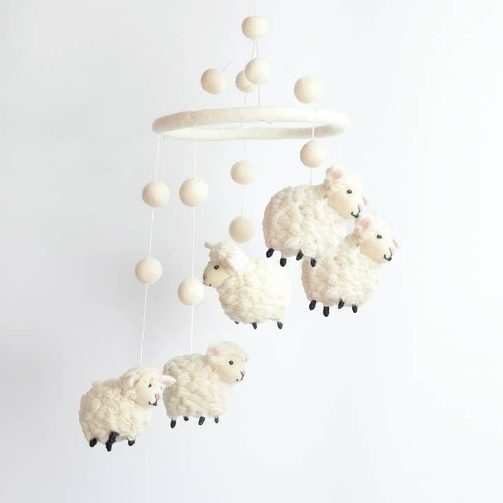 Baby Mobile – White Sheep