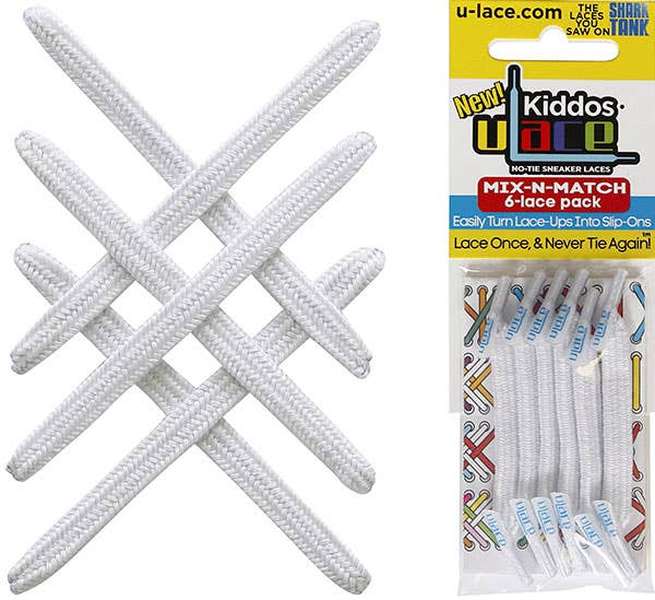 U-Lace Kiddos - No-Tie Laces - 6-Lace Pack - White