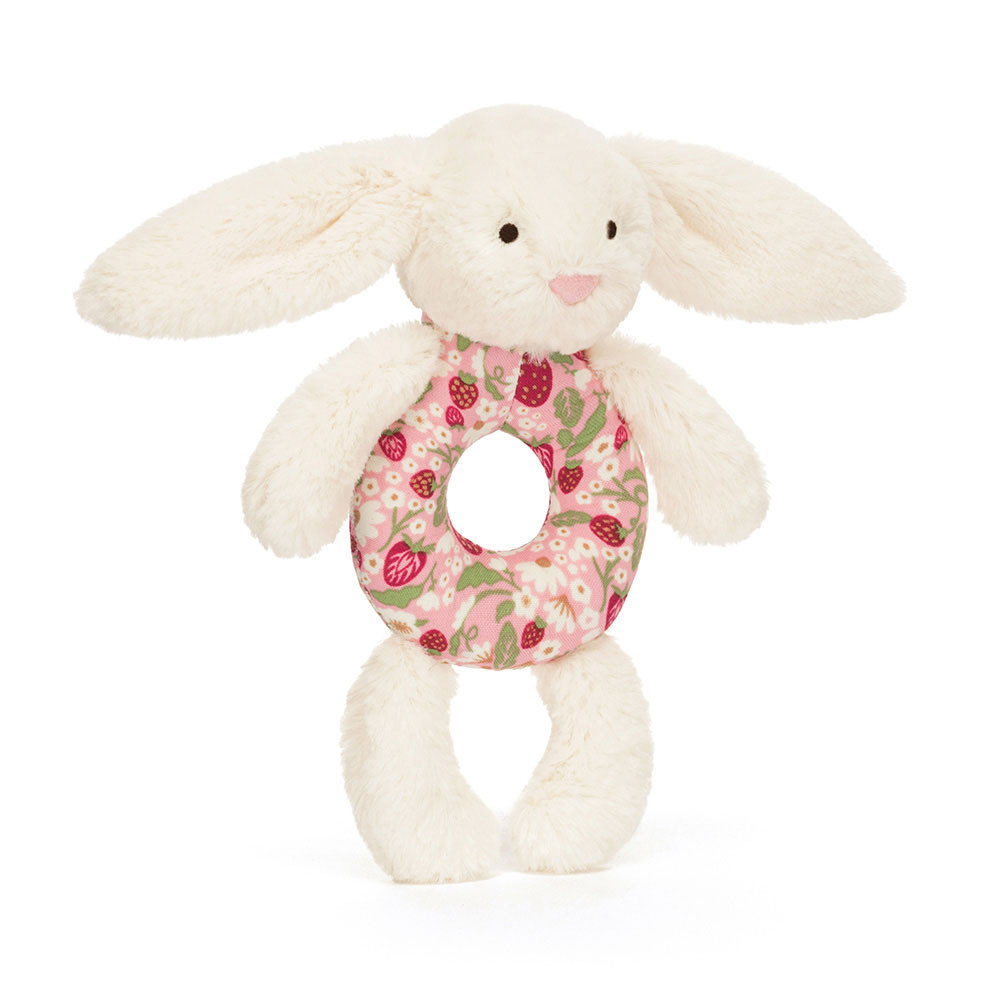 Blossom Cream Bunny 'Berry' Ring  Rattle