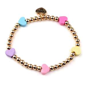 Charm Bracelet - Gold Multi-Heart Stretch Bead
