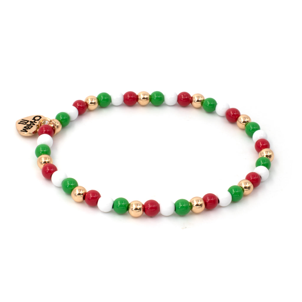 Charm Bracelet - Red and Green Stretch Bead