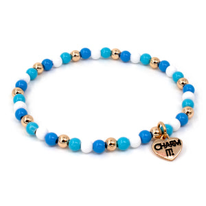 Charm Bracelet - Blue and White Stretch Bead