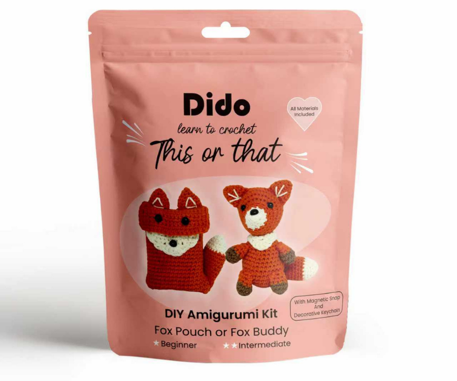 Dido DIY Amigurumi Kit Fox Pouch  or Fox Buddy