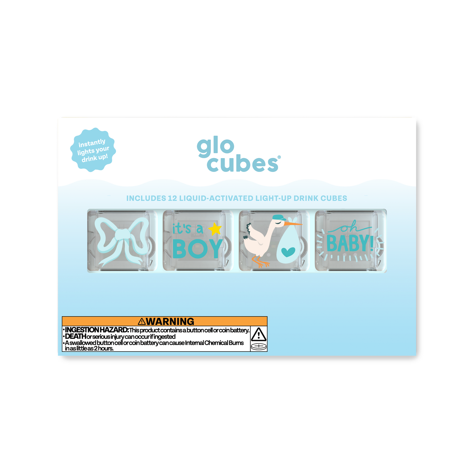 Glo Cubes Baby Shower Boy - 12 Ct
