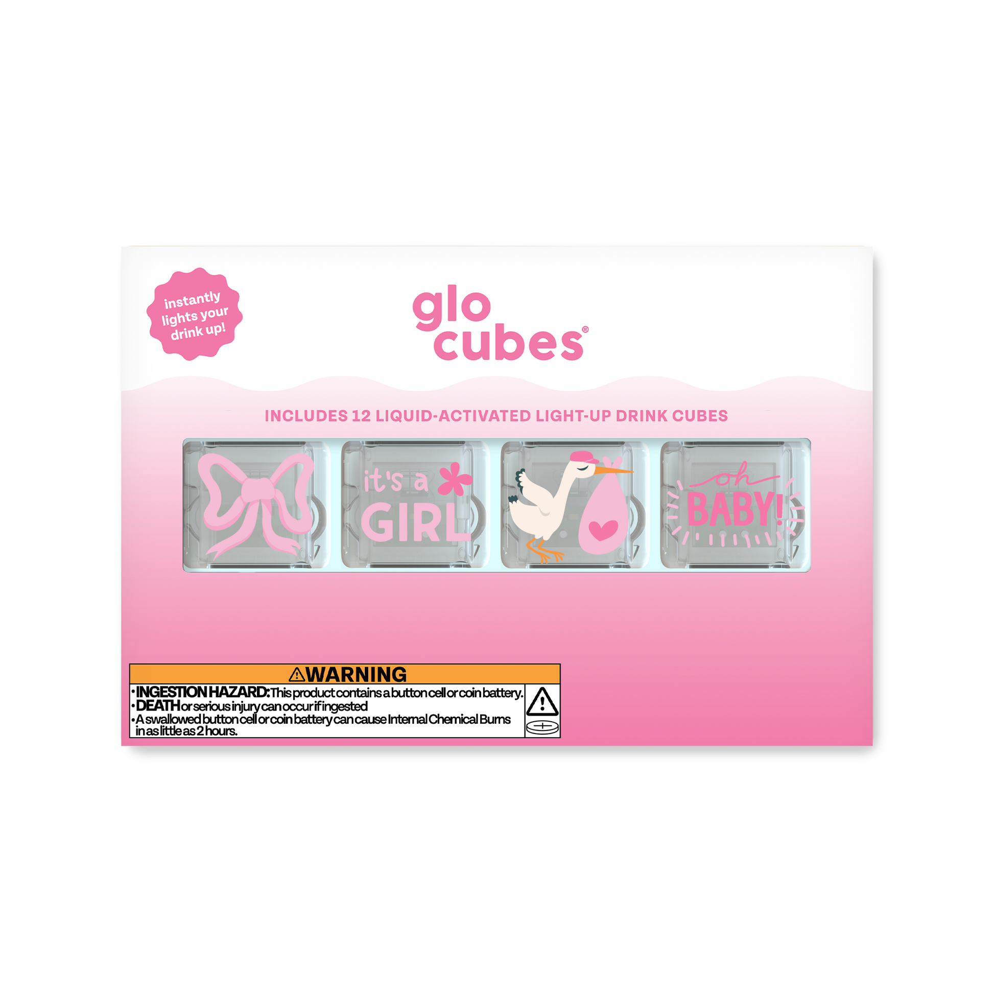 Glo Cubes Baby Shower Girl - 12pk