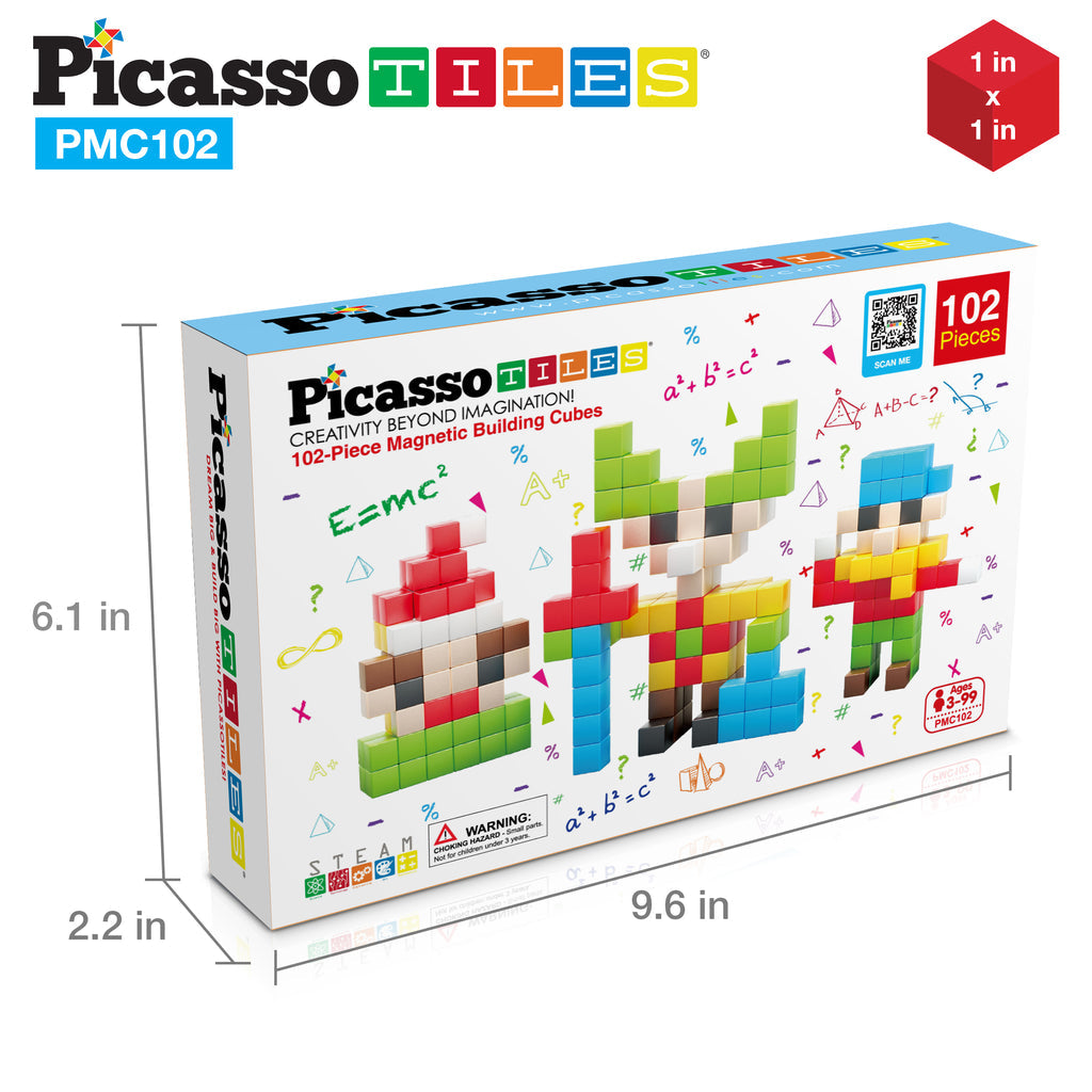 Picasso Tiles Magnetic Building Cubes - 102 Pieces