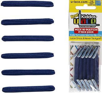 U-Lace Kiddos - No-Tie Laces - 6-Lace Pack - Light Navy