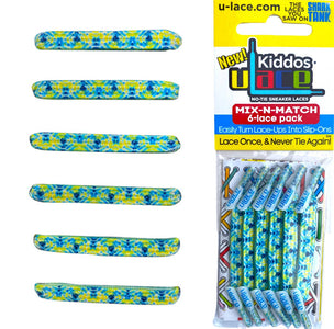 U-Lace Kiddos - No-Tie Laces - 6-Lace Pack - Cool Breeze Tie